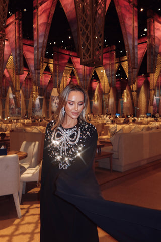 Ribbon Embroidered Abaya Dress