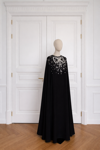 Ribbon Embroidered Abaya Dress