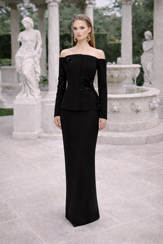Hand-Embroidered Bustier Suit