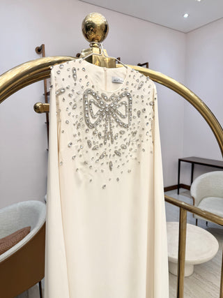 Ribbon Embroidered Abaya Dress