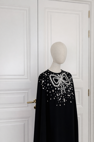 Ribbon Embroidered Abaya Dress