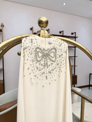 Ribbon Embroidered Abaya Dress