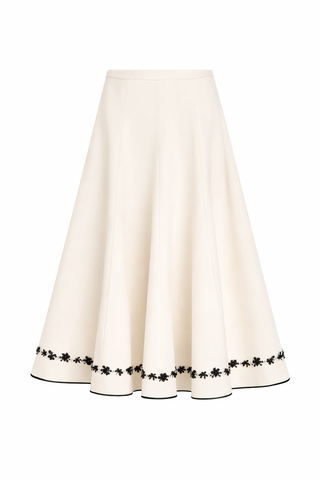 Striped Embroidered Skirt