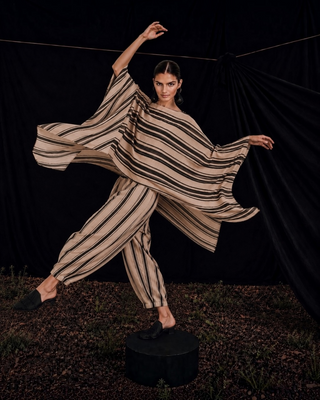 Maius Striped Poncho Cape