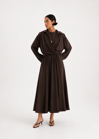 Maius Wrap Shirt-Collar Maxi Dress
