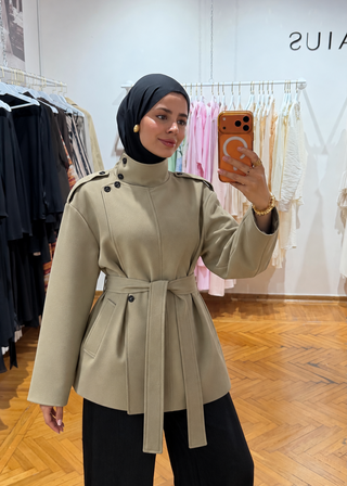 Maius Epaulette Belted Short Coat